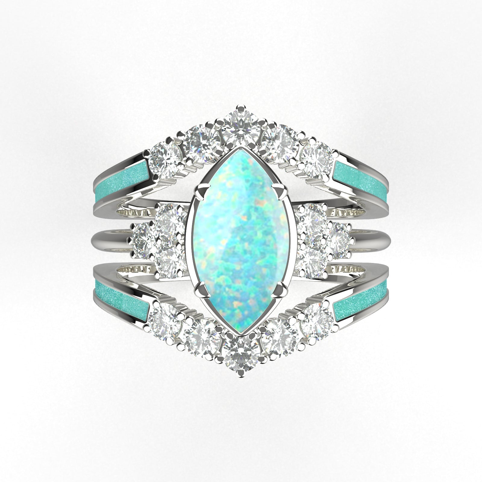 Gift for October Born - Sterling Silver Opal Birthstone Ring