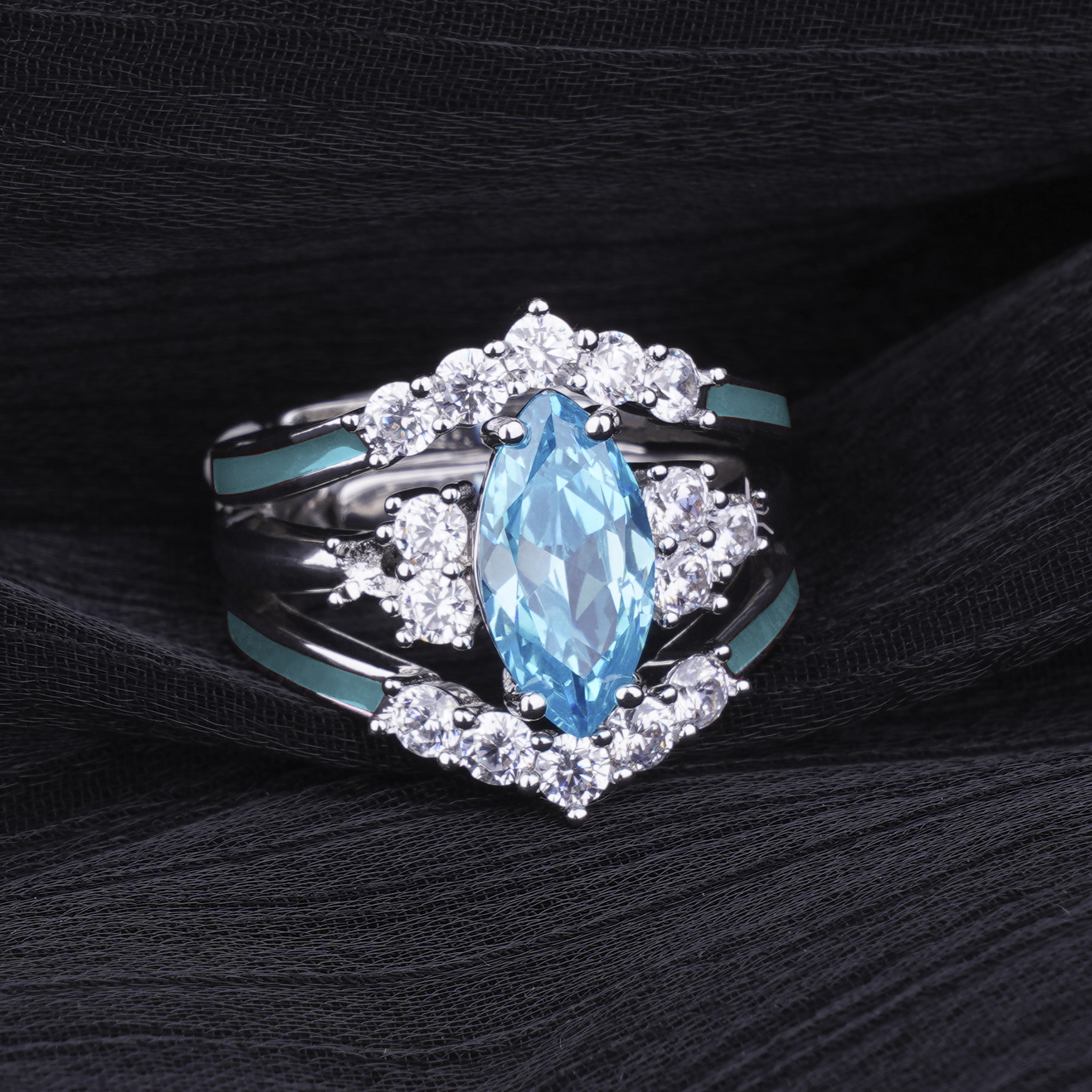 Gift for March Born - Sterling Silver Aquamarine Birthstone Ring