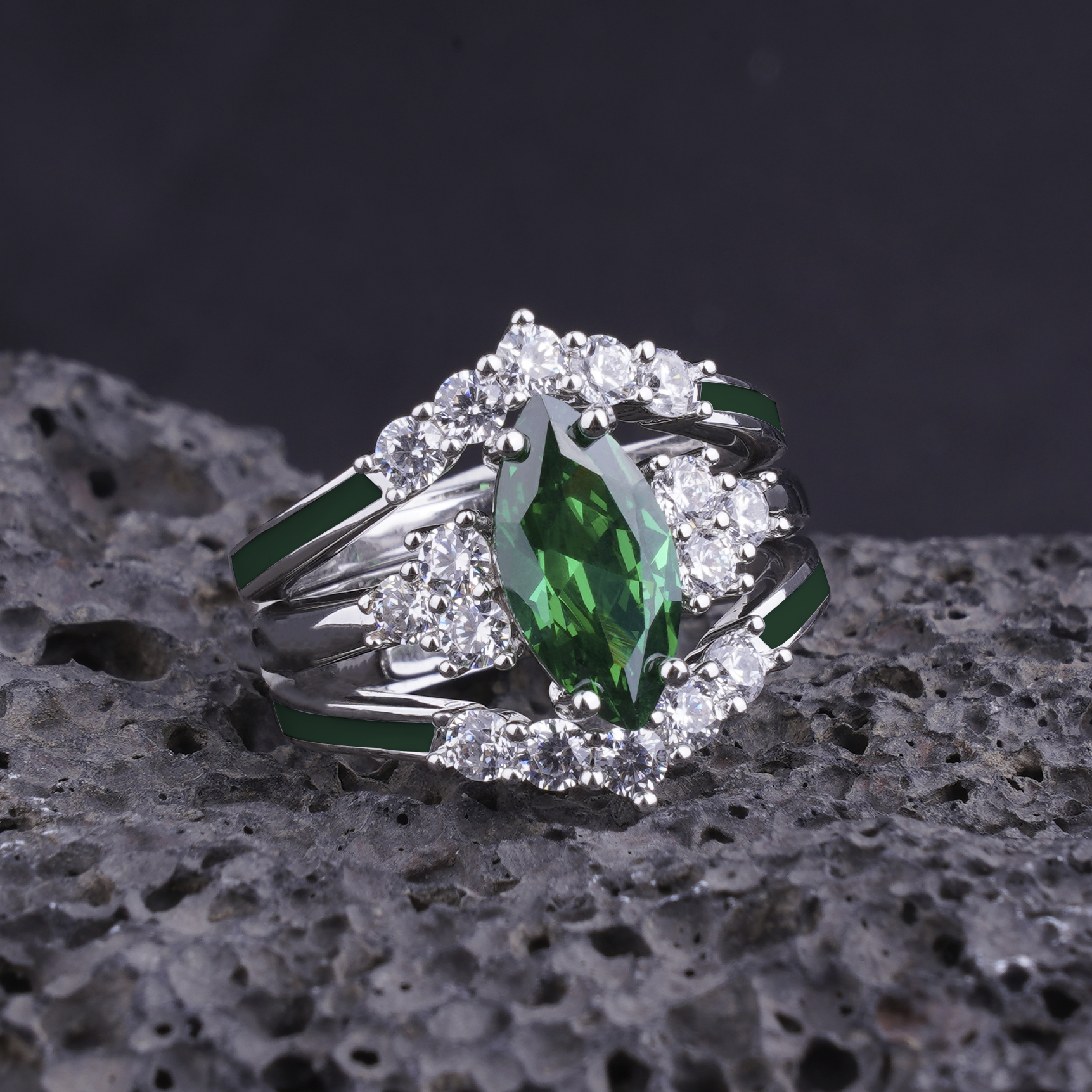 Gift for May Born - Sterling Silver Emerald Birthstone Ring