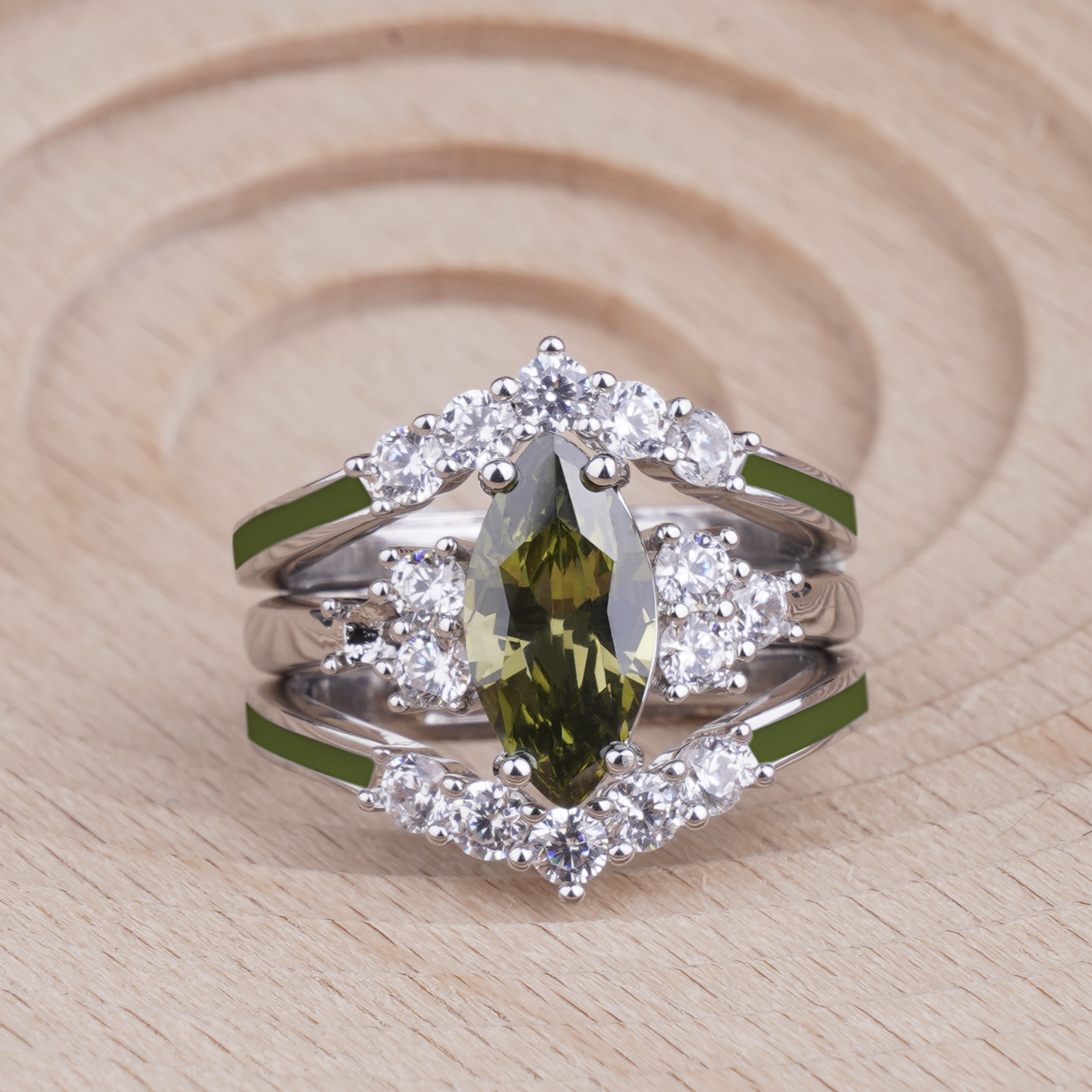 Gift for August Born - Sterling Silver Peridot Birthstone Ring