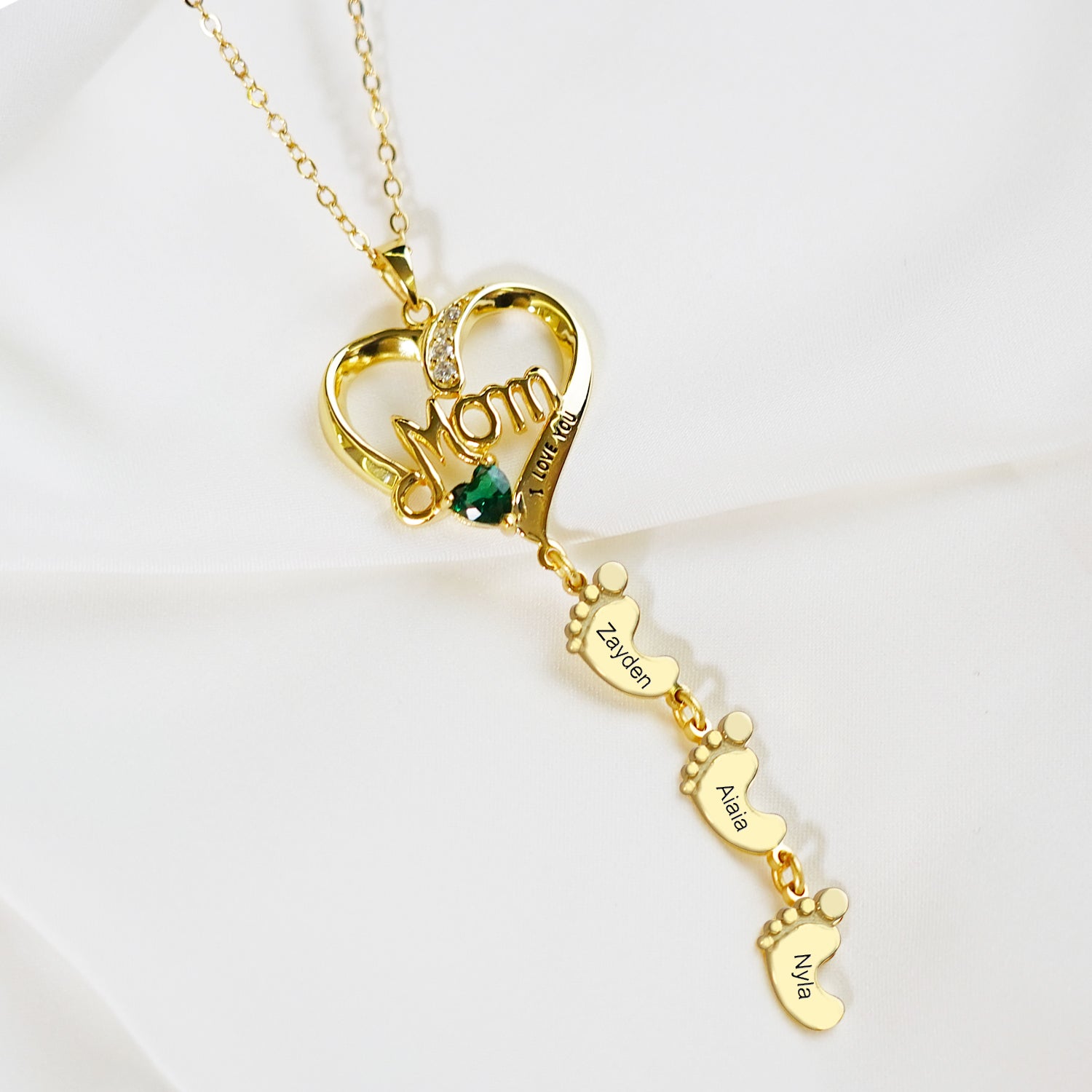 Souvenique Personailzed Name Necklace With 1-10 Baby Feet Pendans Jewerly Gifts for Her