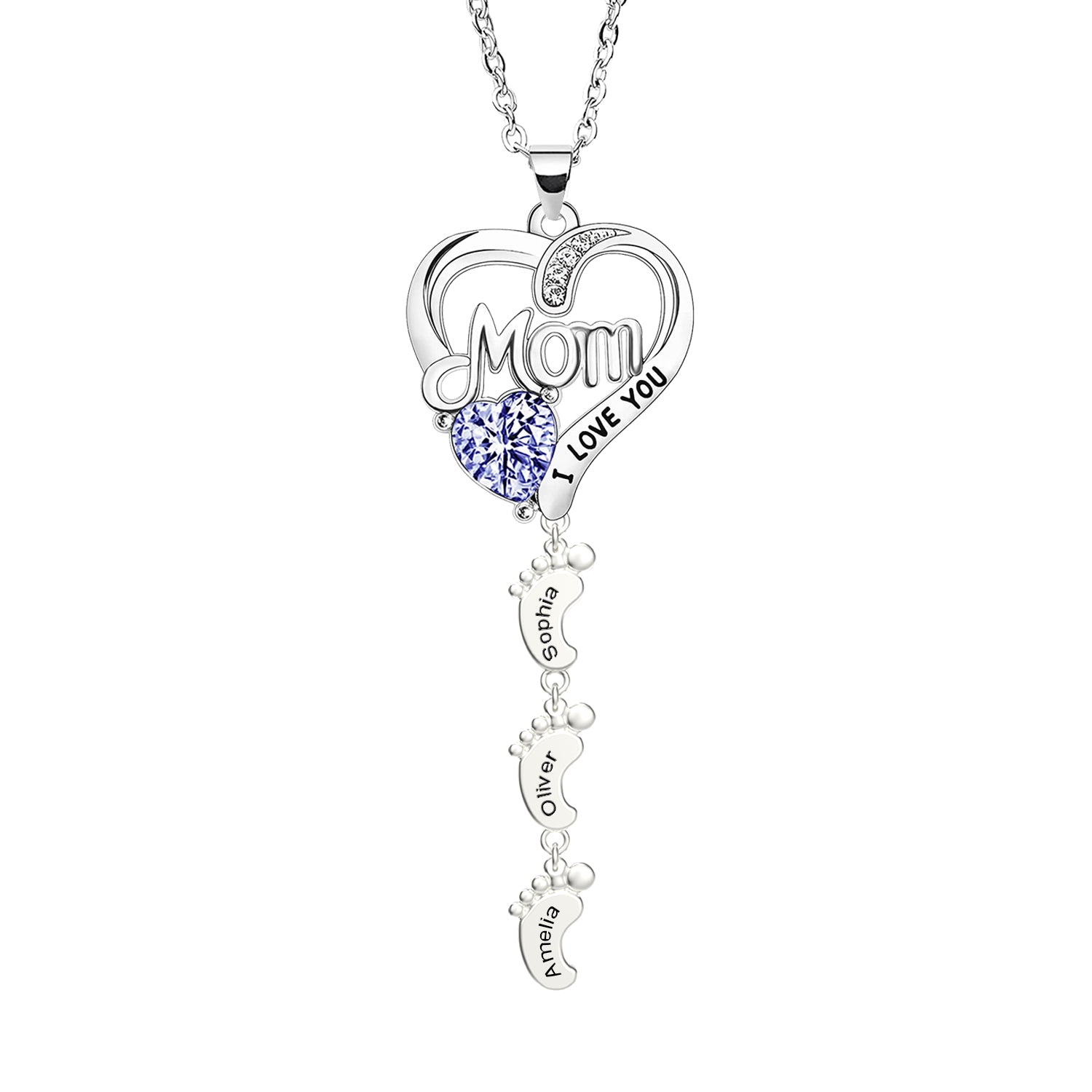 Souvenique Personailzed Name Necklace With 1-10 Baby Feet Pendans Jewerly Gifts for Her