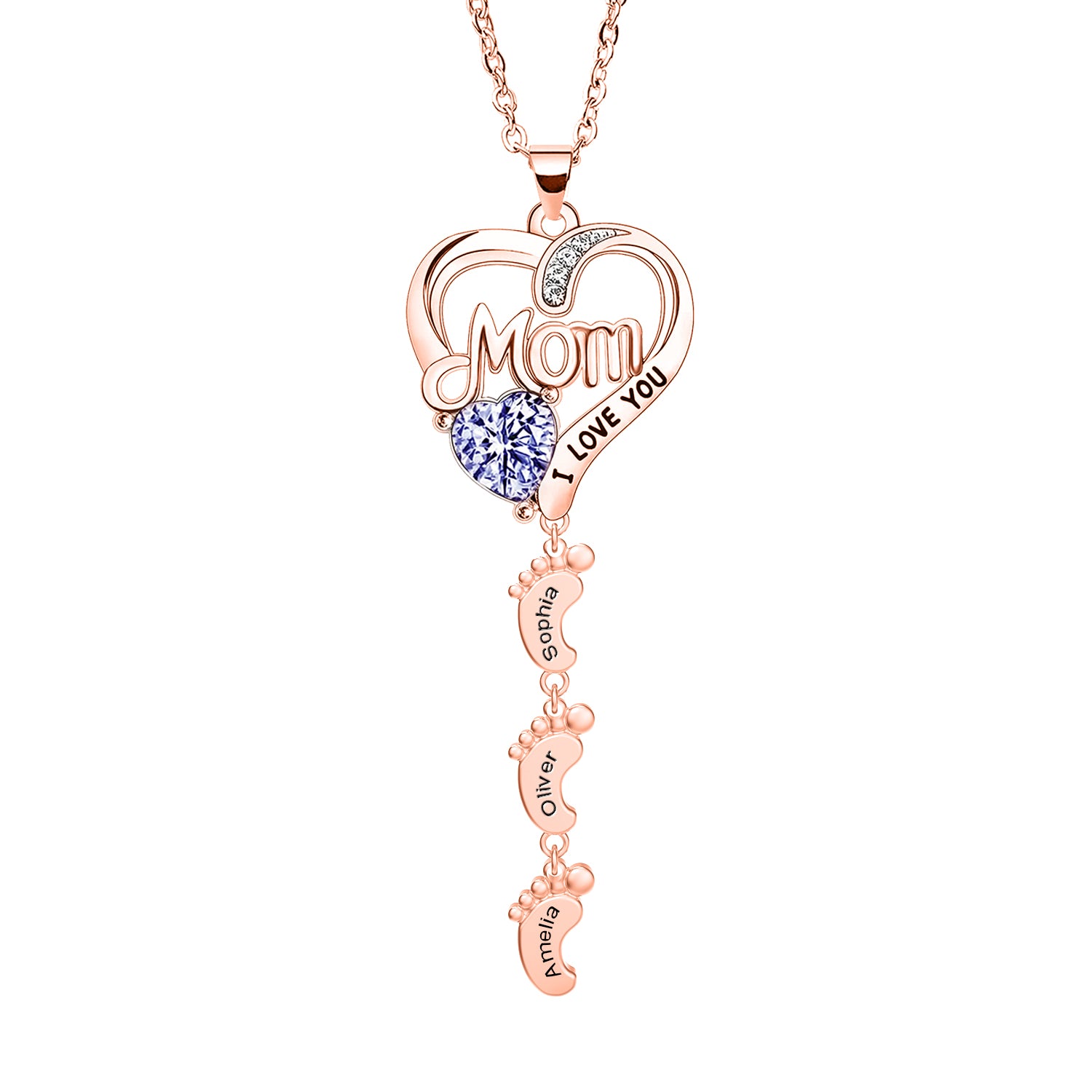 Souvenique Personailzed Name Necklace With 1-10 Baby Feet Pendans Jewerly Gifts for Her