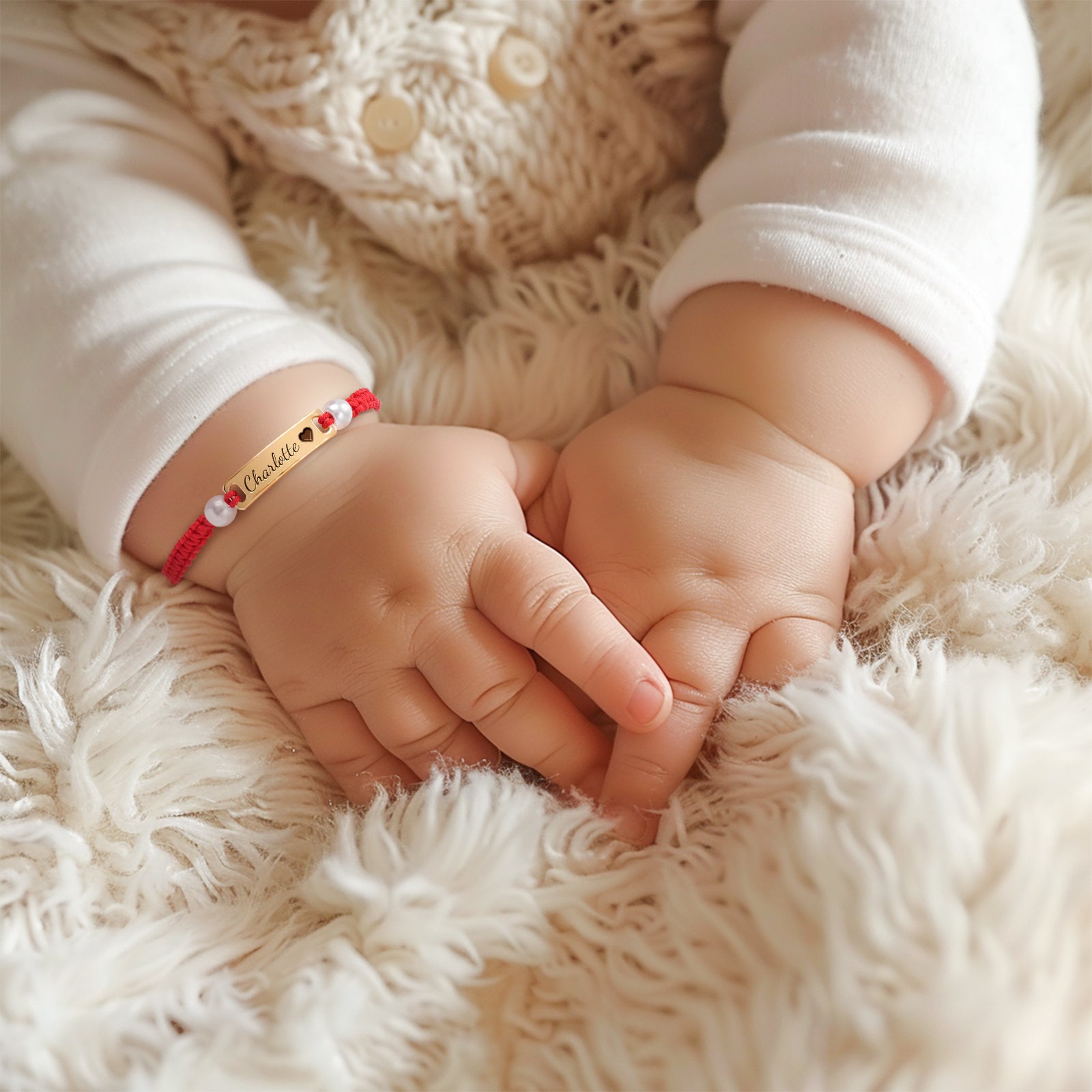 Souvenique Hand-woven Red Cord Personalized Name Bracelet for Girls