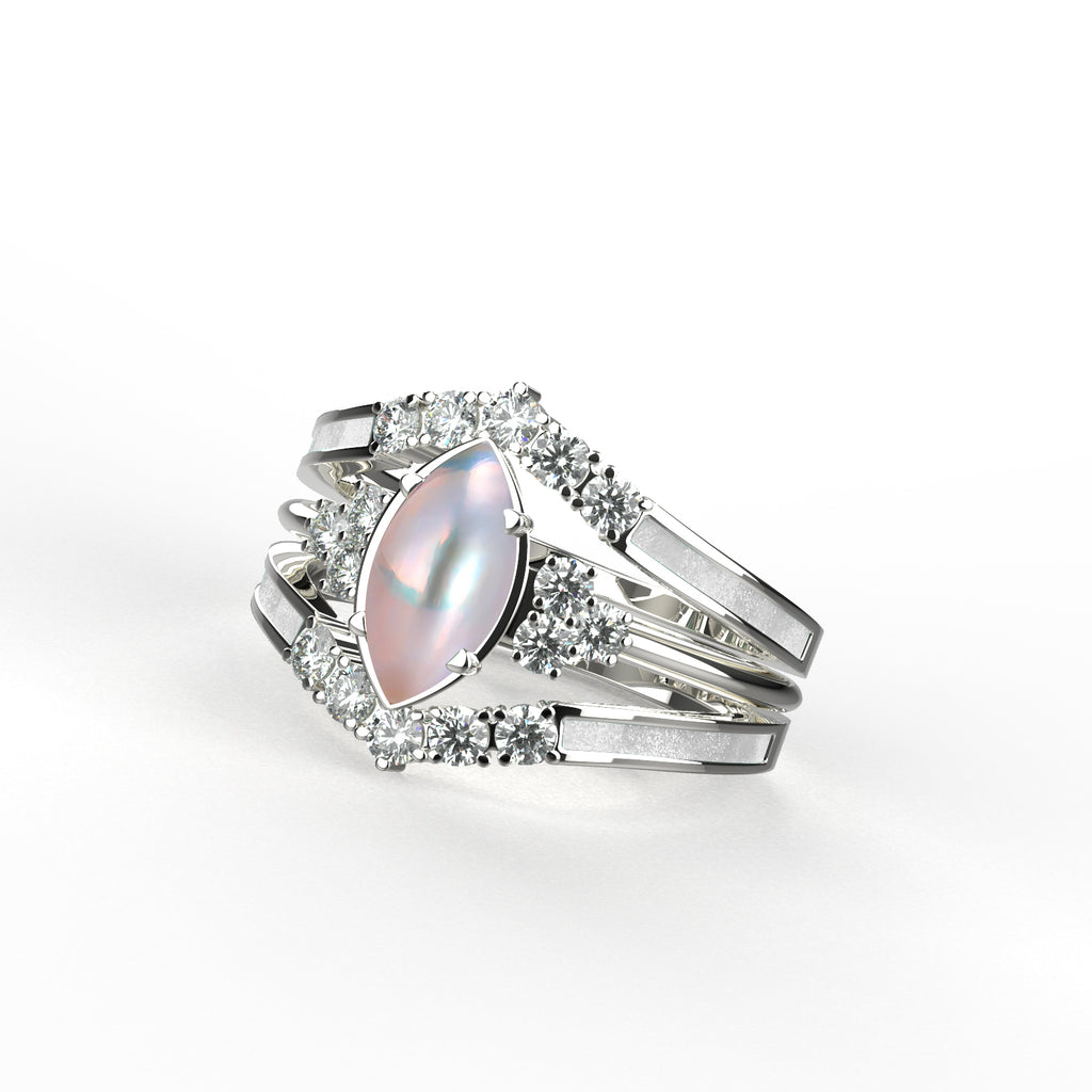 Gift for June Born - Sterling Silver Pearl Birthstone Ring