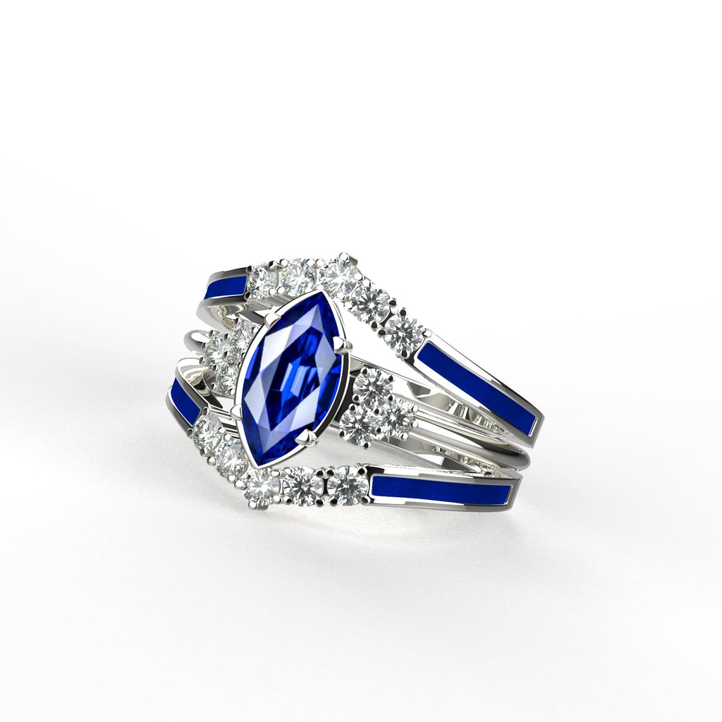 Gift for September Born - Sterling Silver Sapphire Birthstone Ring