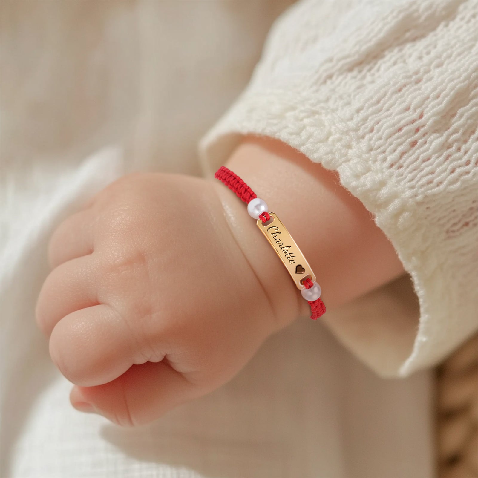 Souvenique Hand-woven Red Cord Personalized Name Bracelet for Girls