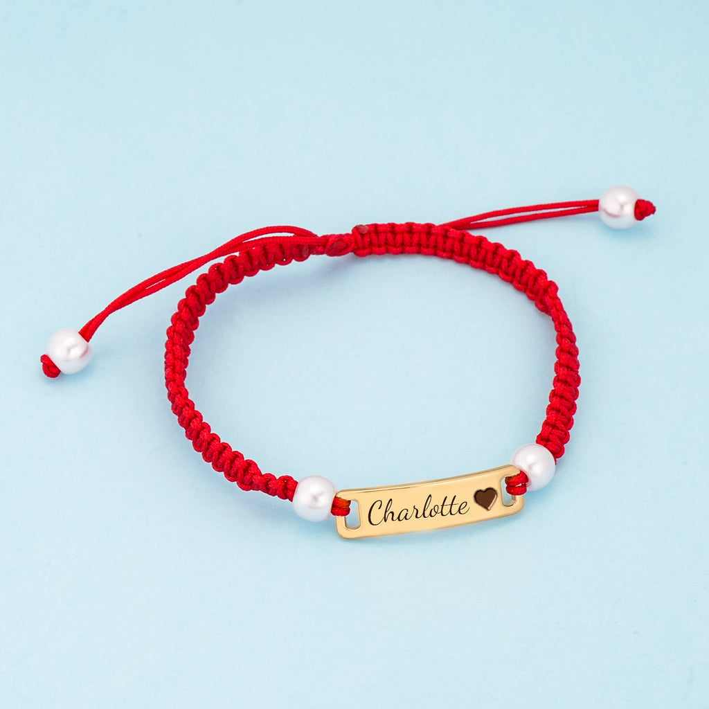 Souvenique Hand-woven Red Cord Personalized Name Bracelet for Girls