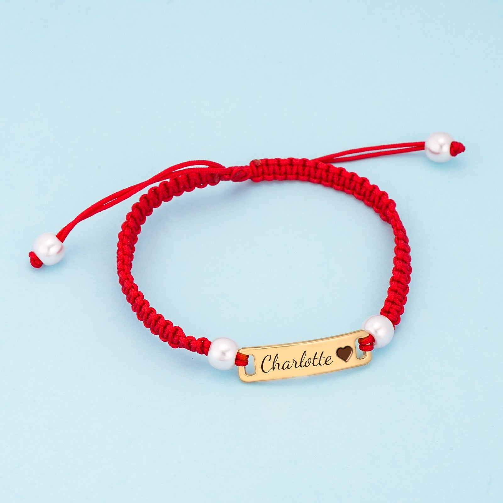 Souvenique Hand-woven Red Cord Personalized Name Bracelet for Girls