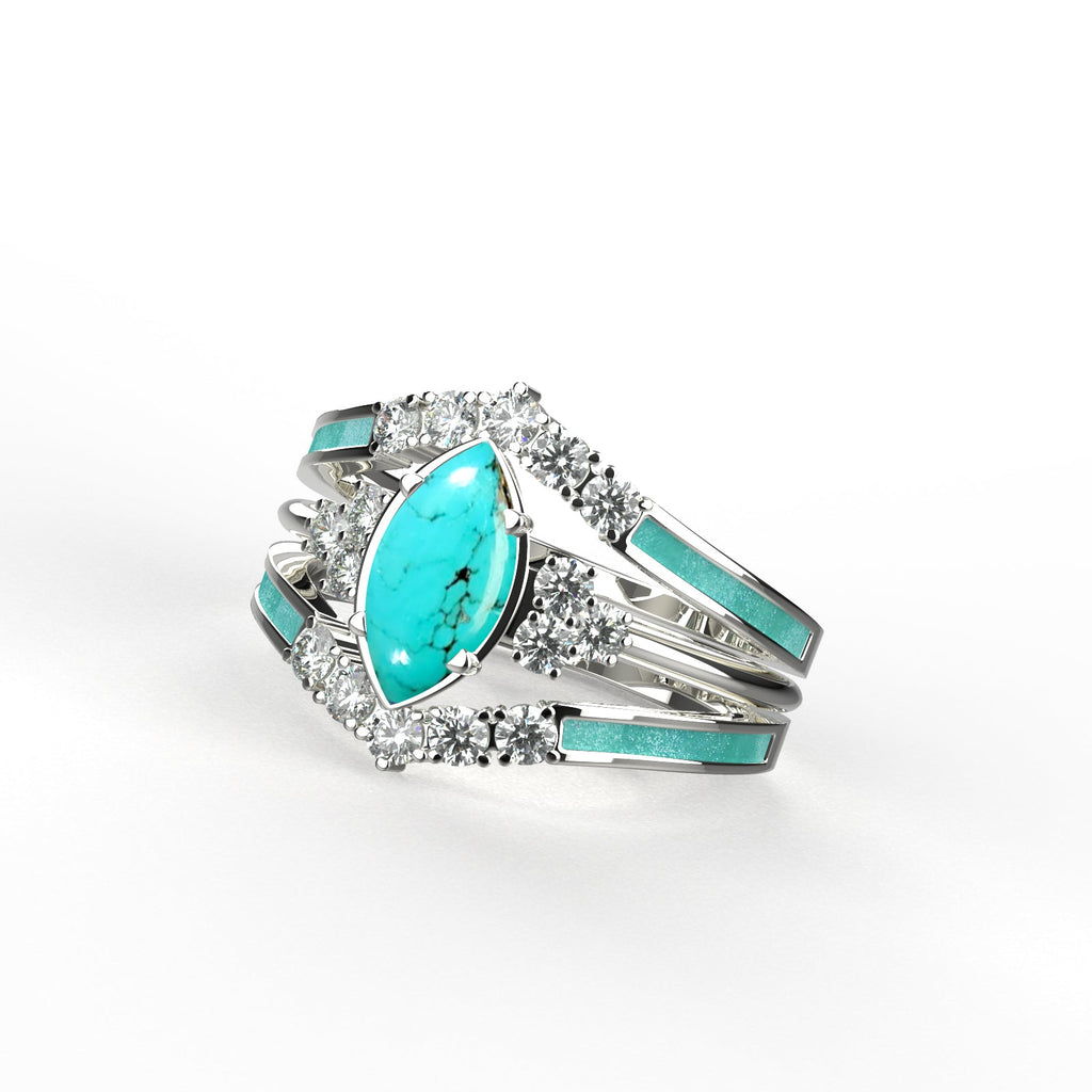 Gift for December Born - Sterling Silver Blue Turquoise Birthstone Ring