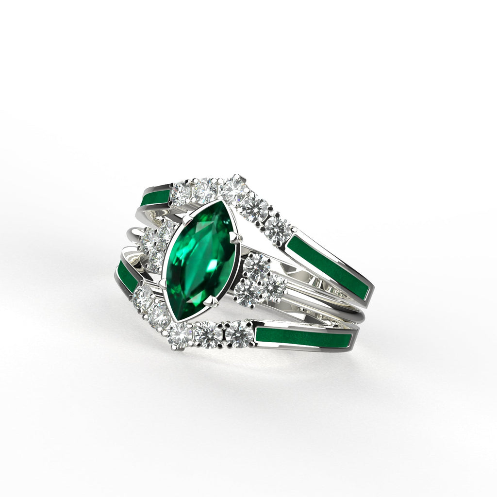 Gift for May Born - Sterling Silver Emerald Birthstone Ring