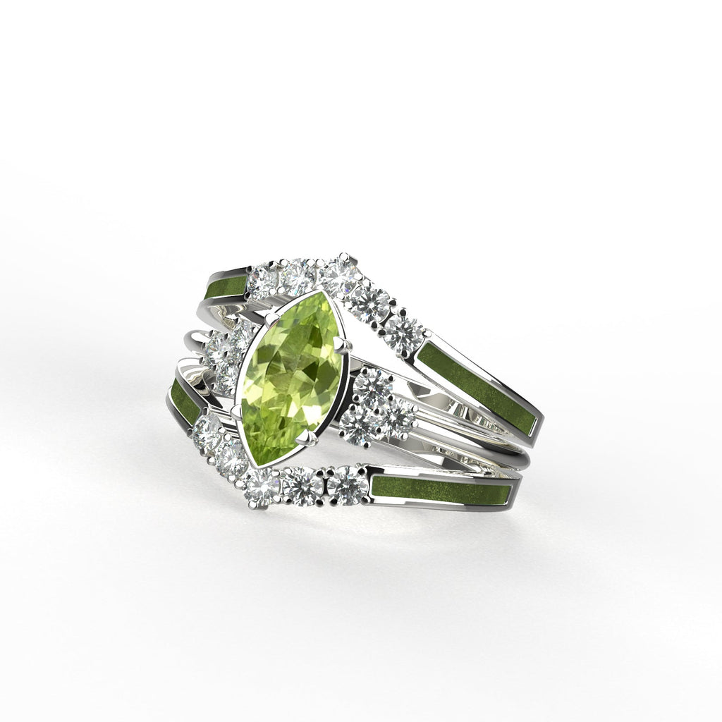 Gift for August Born - Sterling Silver Peridot Birthstone Ring