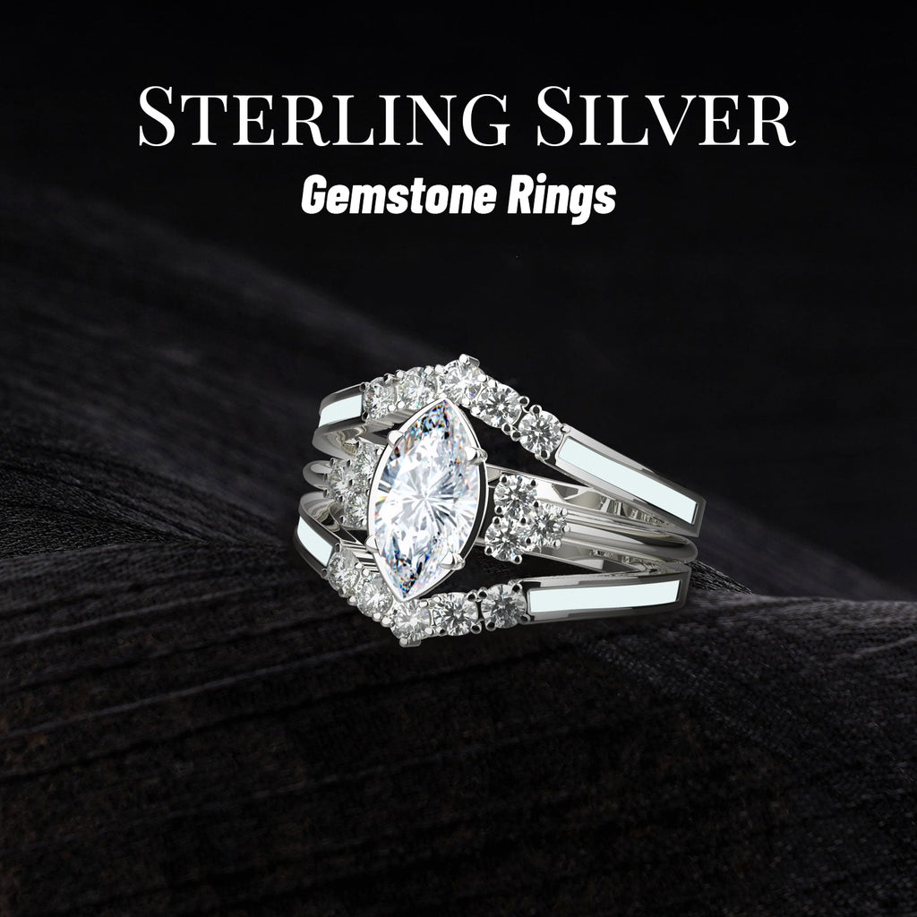 Gift for April Born - Sterling Silver Moissanite Birthstone Ring