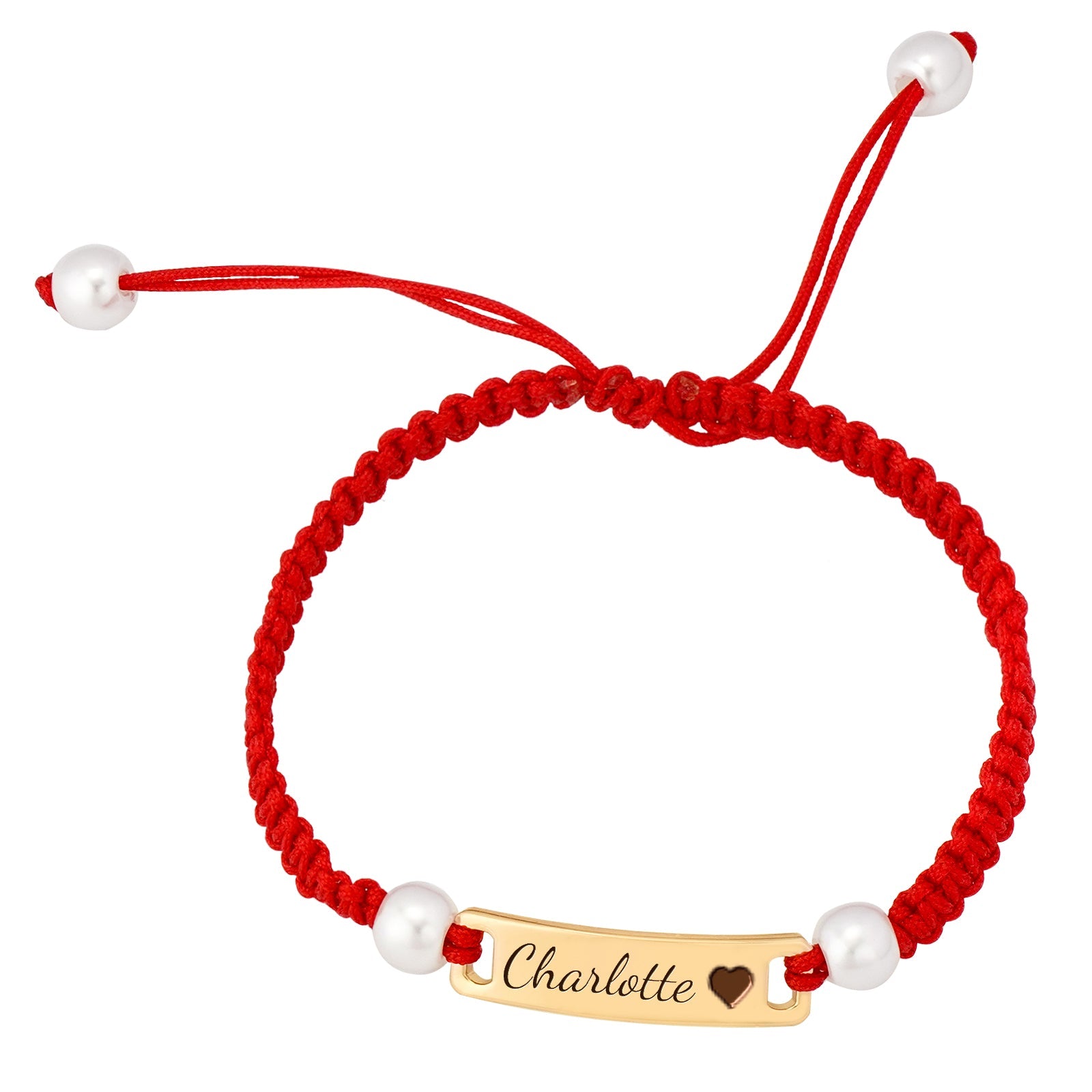 Souvenique Hand-woven Red Cord Personalized Name Bracelet for Girls