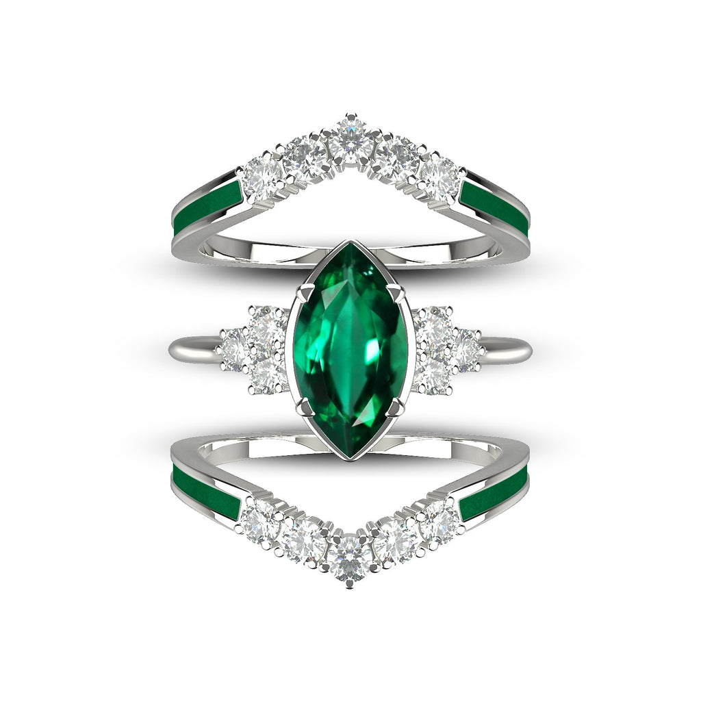 Gift for May Born - Sterling Silver Emerald Birthstone Ring