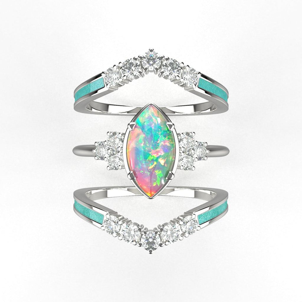 Gift for October Born-Sterling Silver Rainbow Opal Ring