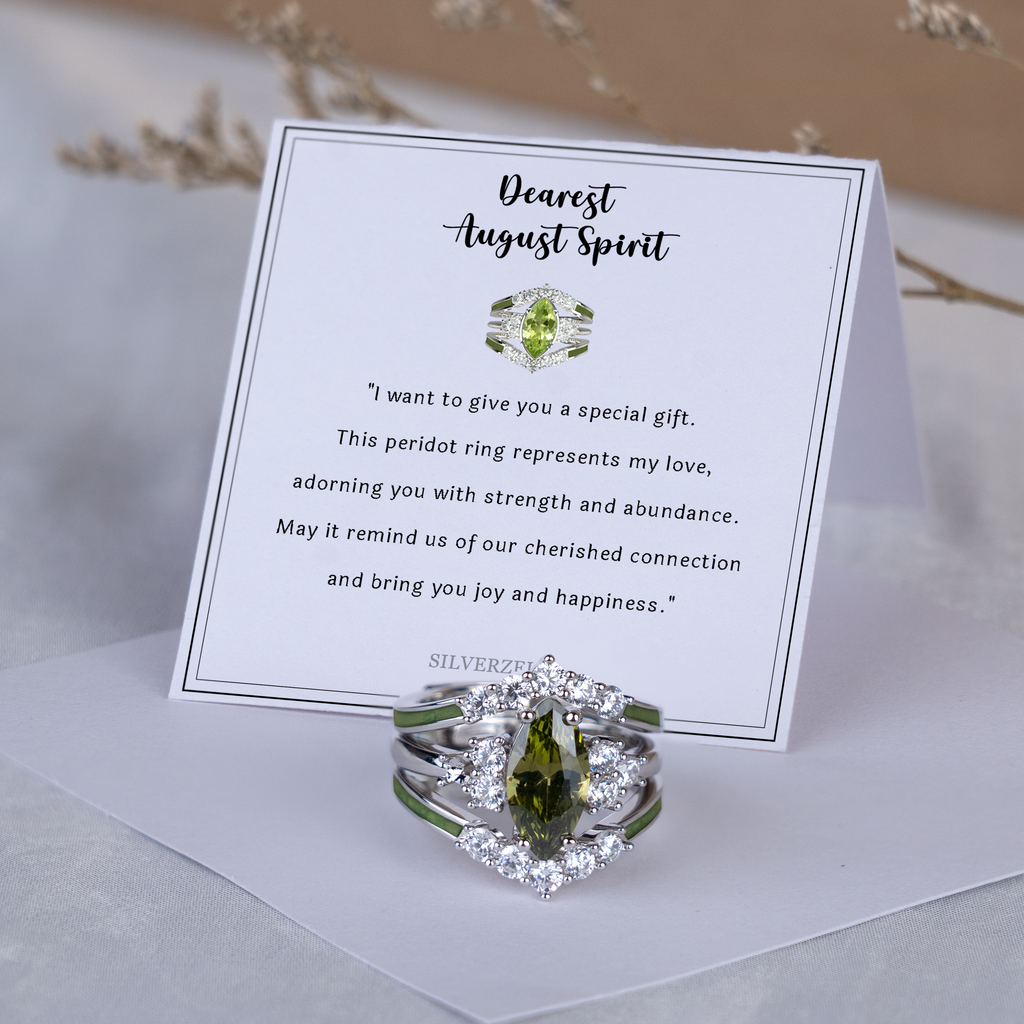 Gift for August Born - Sterling Silver Peridot Birthstone Ring