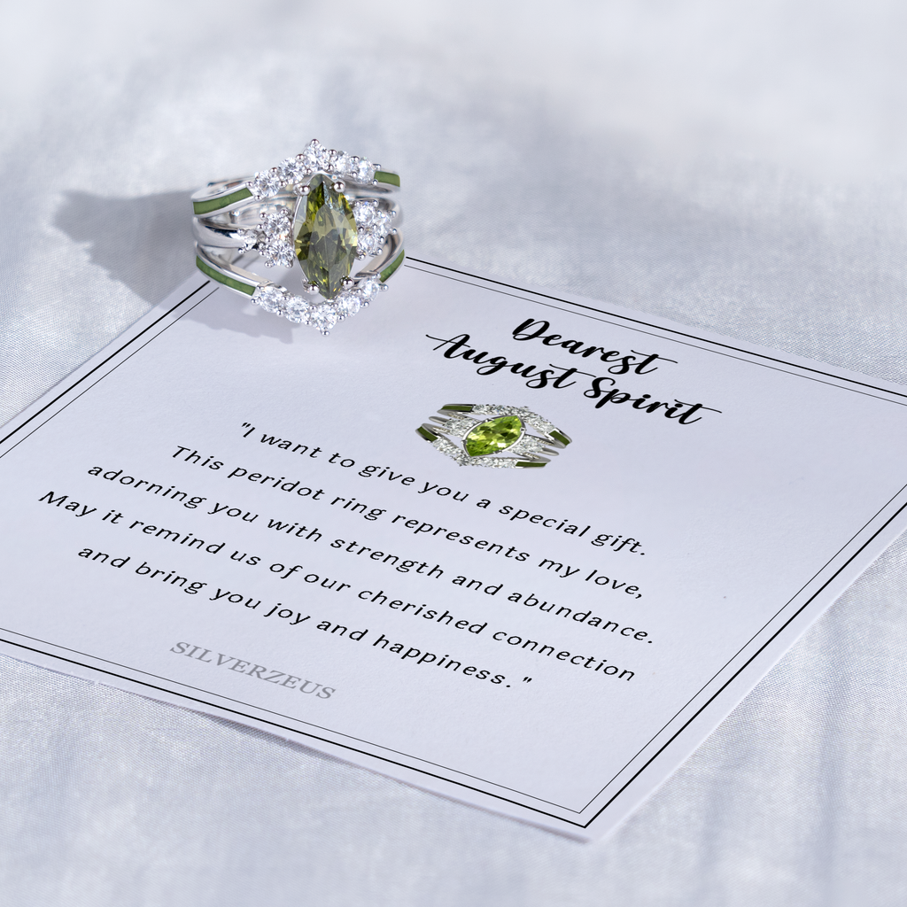 Gift for August Born - Sterling Silver Peridot Birthstone Ring