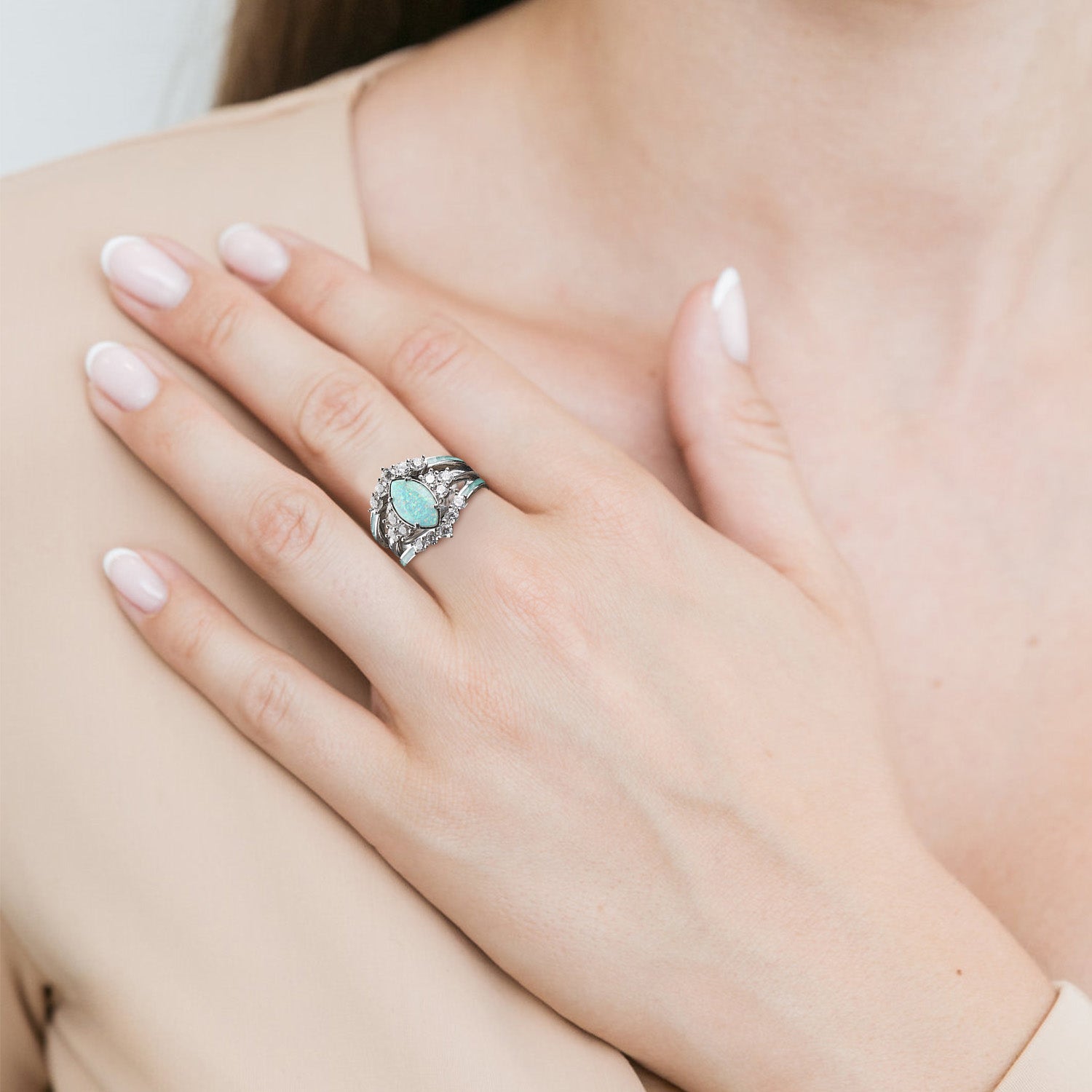 Mother's day special “Selfless Love” Sterling Silver Opal Ring