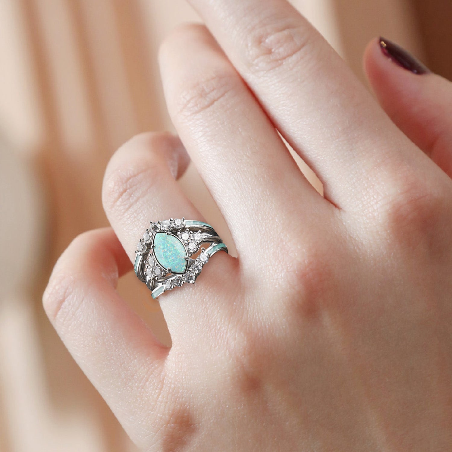 Mother's day special “Selfless Love” Sterling Silver Opal Ring