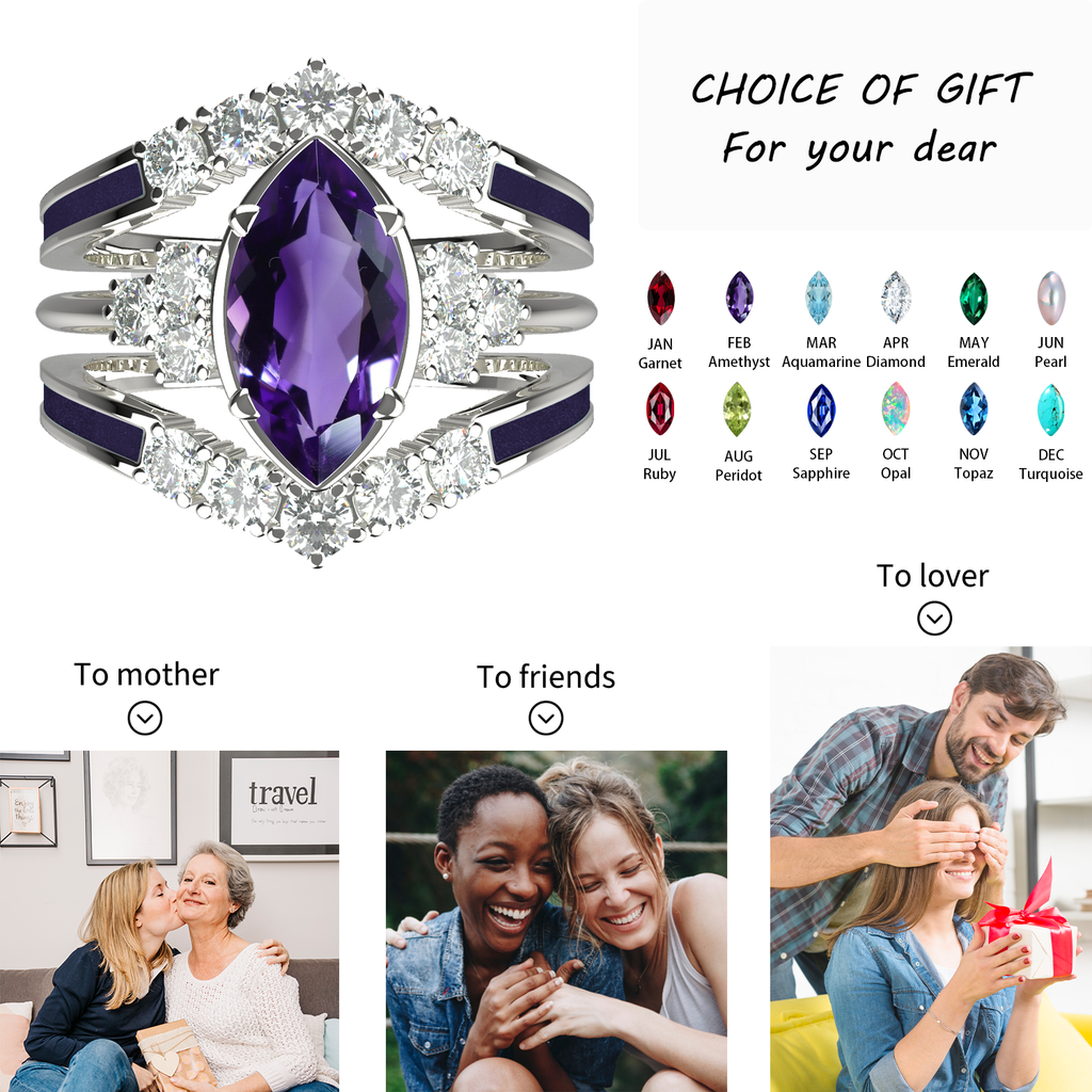 Gift for February Born - Sterling Silver Amethyst Birthstone Ring