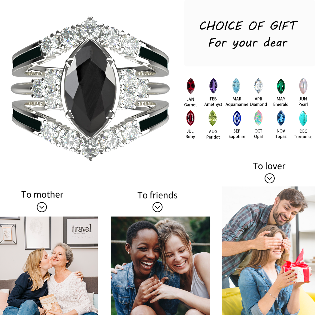 Mother's day special “Wordless love” Sterling Silver Black Obsidian Ring
