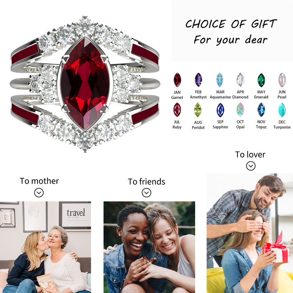 Gift for January Born - Sterling Silver Garnet Birthstone Ring