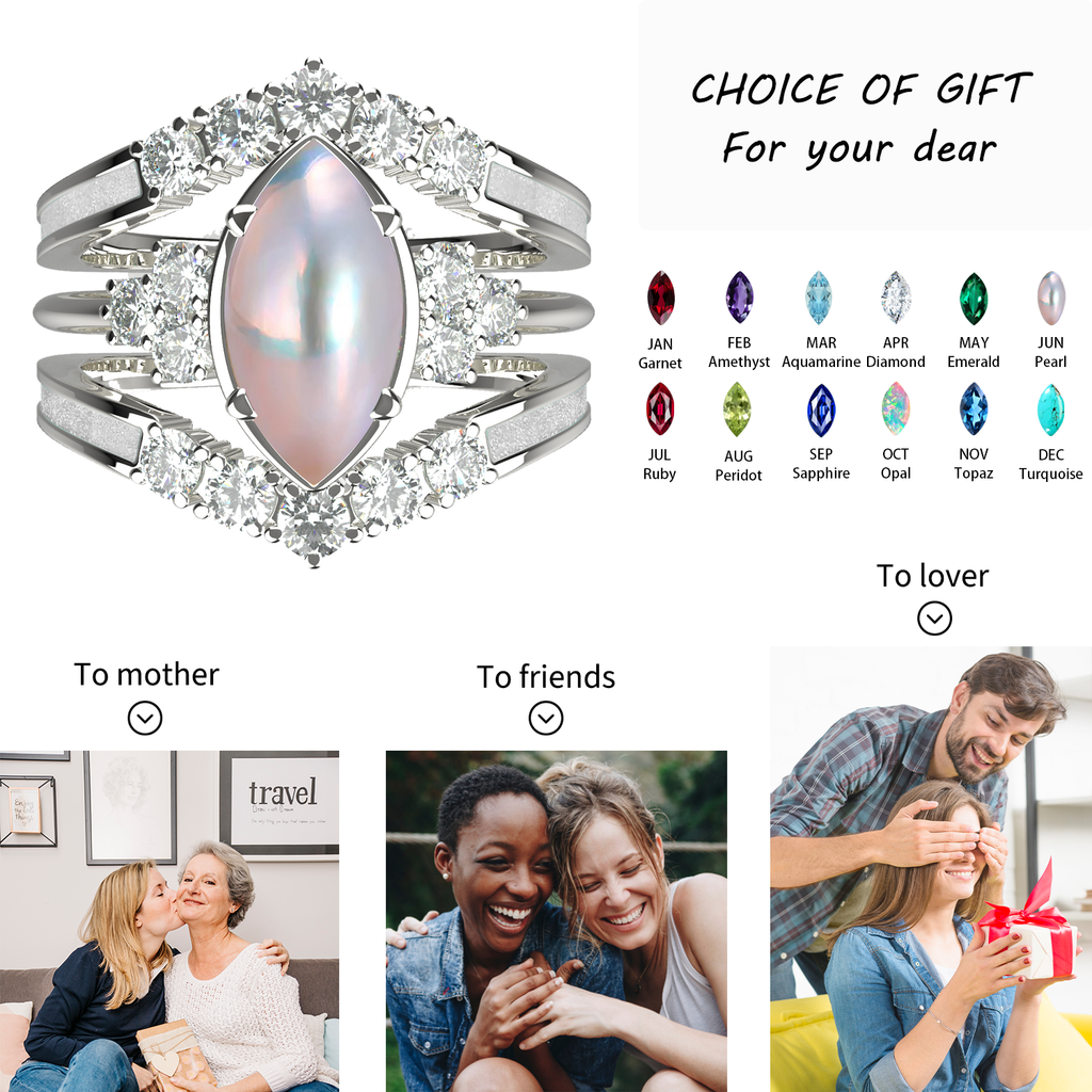 Gift for June Born - Sterling Silver Pearl Birthstone Ring