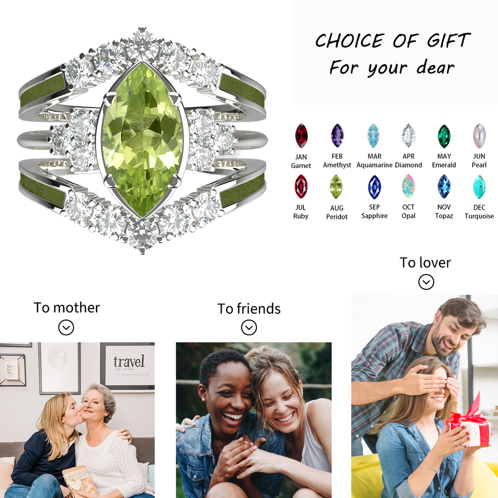 Gift for August Born - Sterling Silver Peridot Birthstone Ring