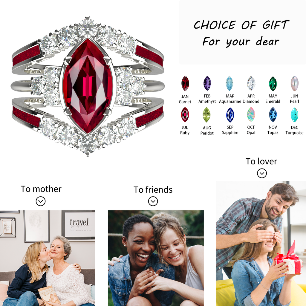 Gift for July Born - Sterling Silver Ruby Birthstone Ring