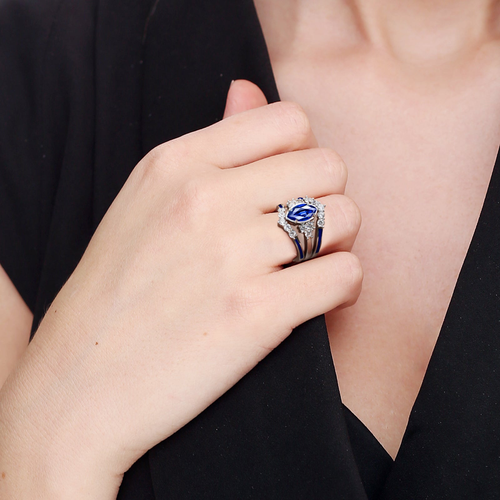Gift for September Born - Sterling Silver Sapphire Birthstone Ring