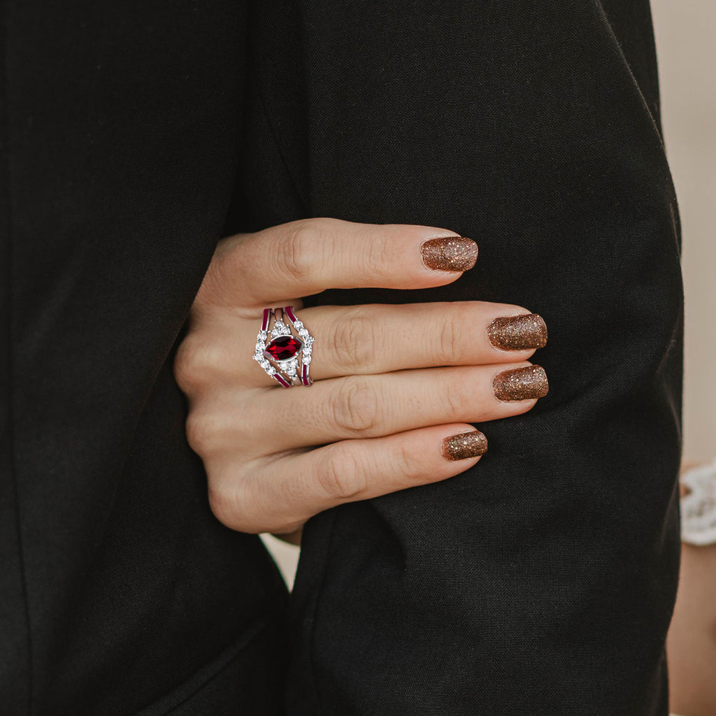 Gift for January Born - Sterling Silver Garnet Birthstone Ring