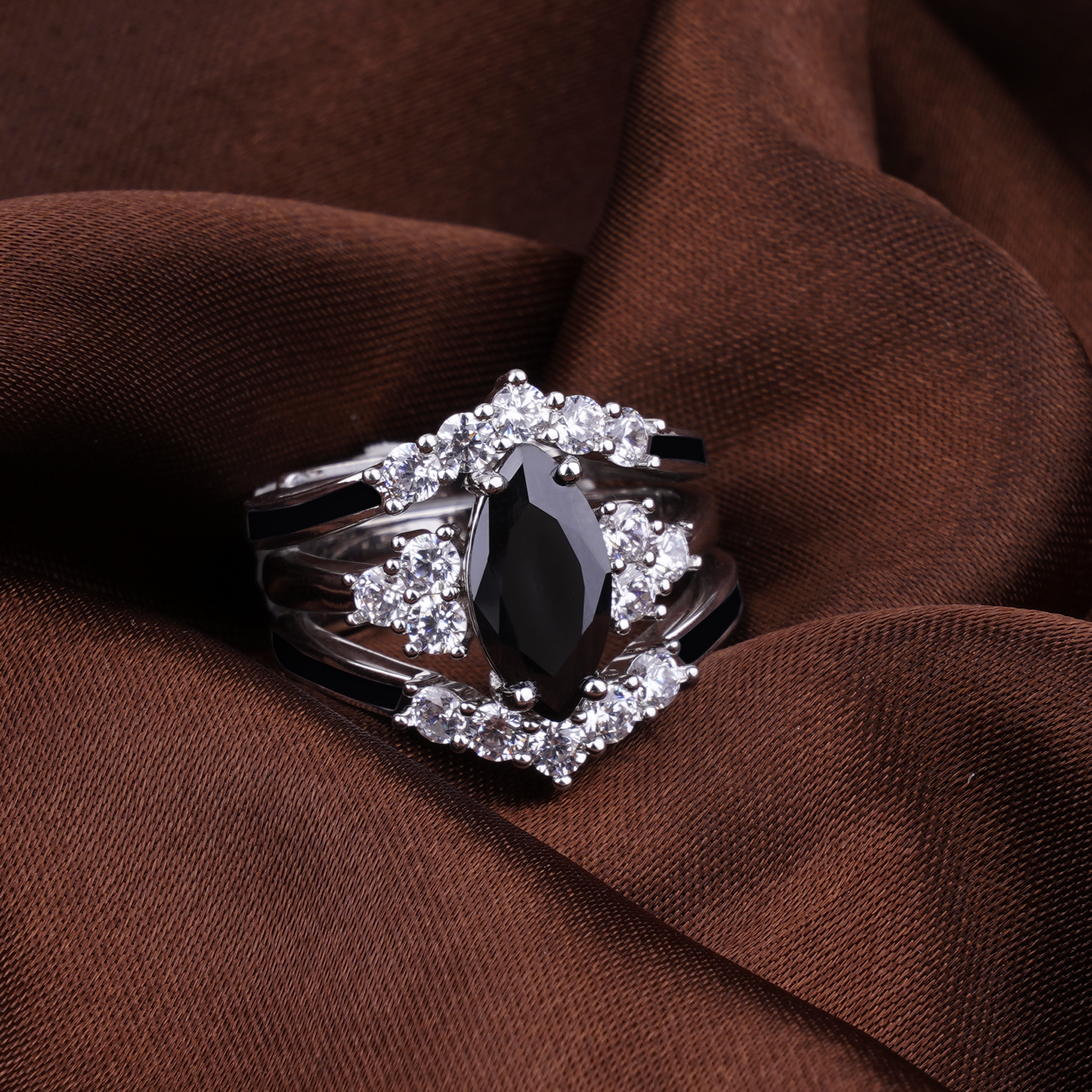 Mother's day special “Wordless love” Sterling Silver Black Obsidian Ring