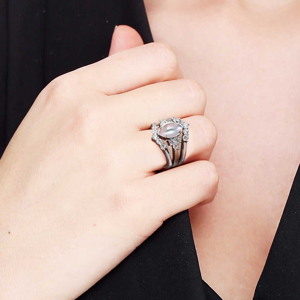 Gift for June Born - Sterling Silver Pearl Birthstone Ring