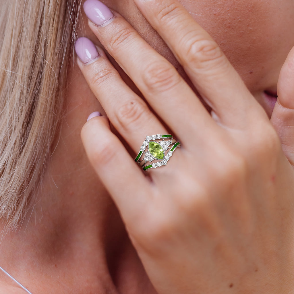 Gift for August Born - Sterling Silver Peridot Birthstone Ring