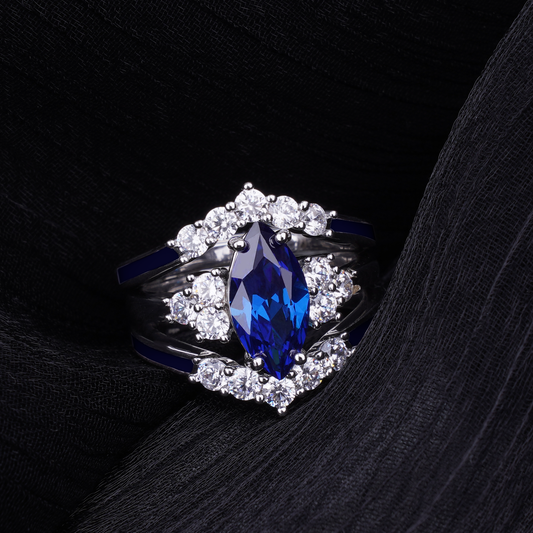 Gift for September Born - Sterling Silver Sapphire Birthstone Ring