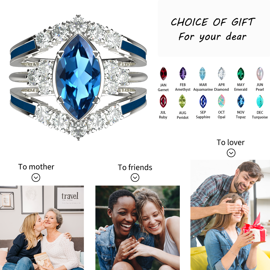 Gift for November Born - Sterling Silver Topaz Birthstone Ring