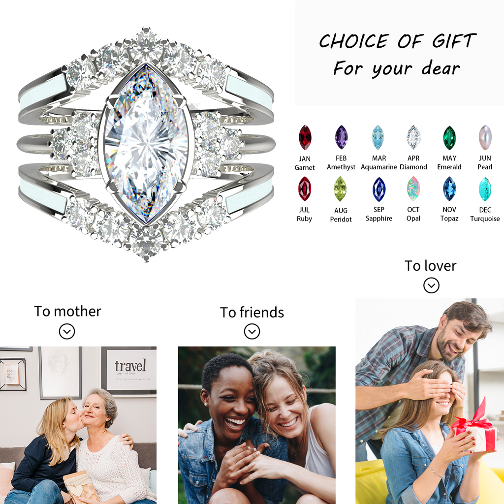 Gift for April Born - Sterling Silver Moissanite Birthstone Ring
