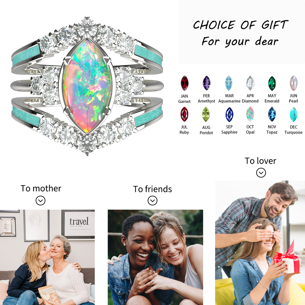 Gift for October Born-Sterling Silver Rainbow Opal Ring