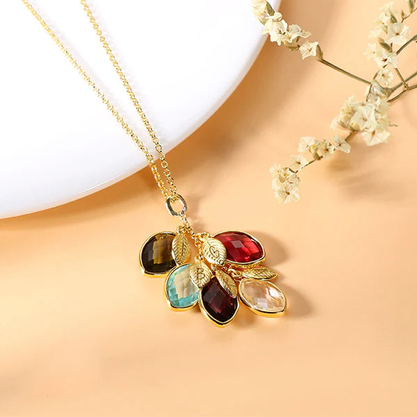 Sterling Silver Personalized Family Tree Birthstone Necklace