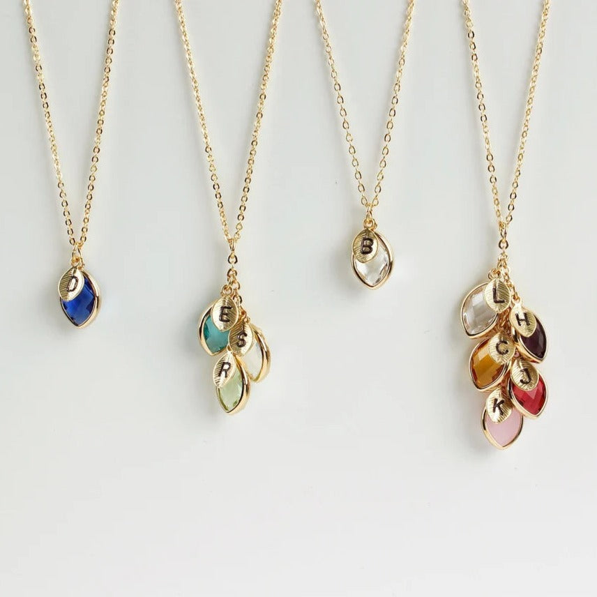 Sterling Silver Personalized Family Tree Birthstone Necklace